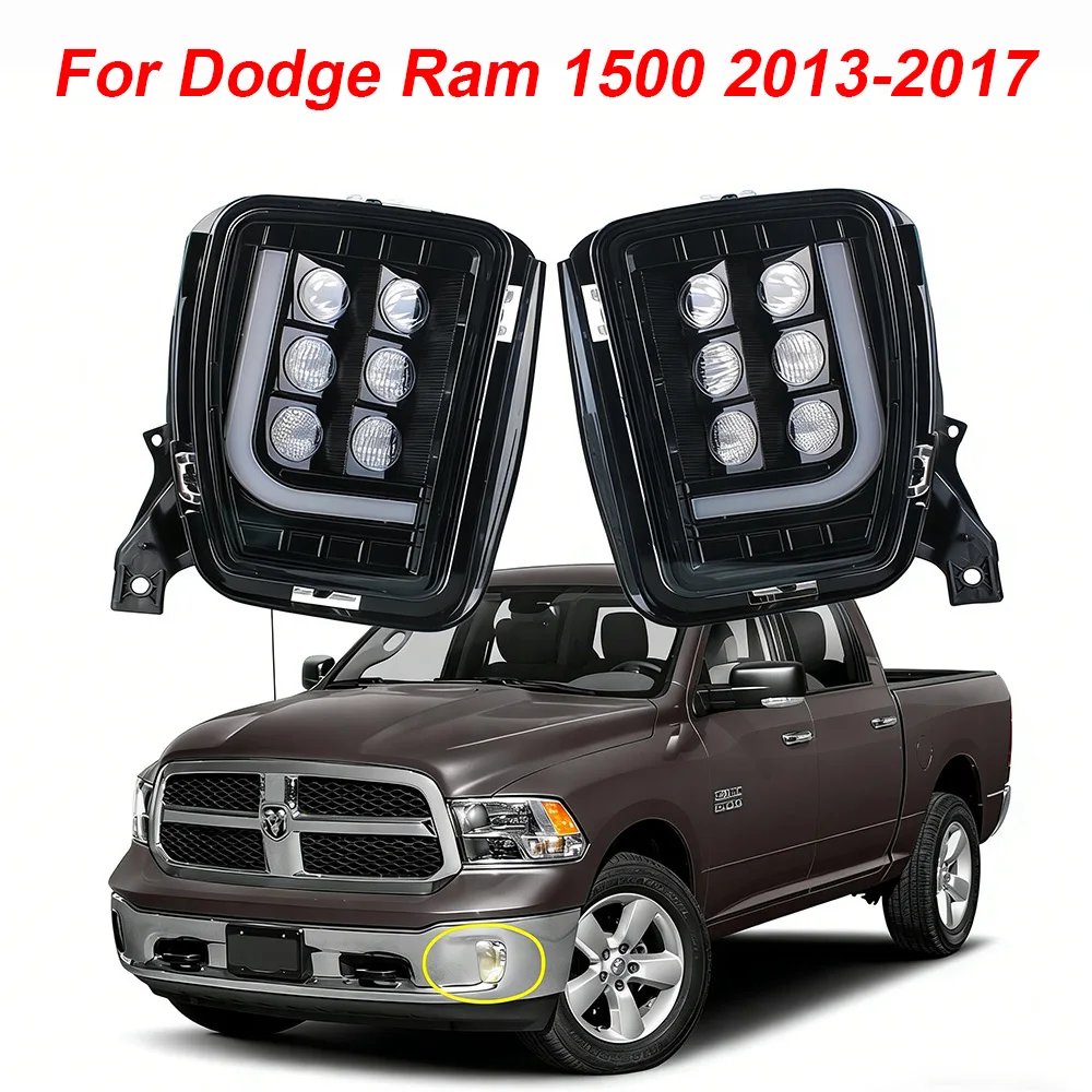 

LED Fog Lights Assembly Daytime Running Lamp For Dodge Ram 1500 2013-2017 Pickup Truck Bumper Driving Fog Lamp Plug And Play ﻿