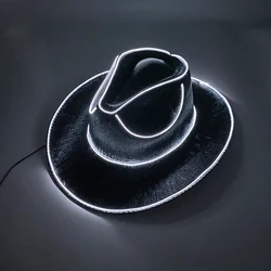 LED Glowing Cowgirl boy Hat Neon Luminous Bride Hat For Holiday Light Up Supplies Fluorescent Party Props Bachelorette Party Hat