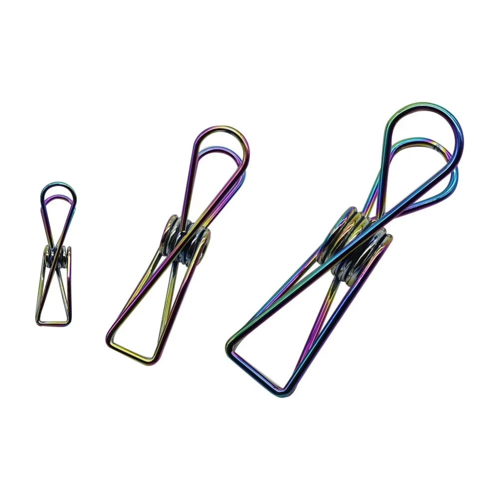 5Pcs Hollow Binder Clips Plating Rainbow Color File Document Test Papers Photo Organizing Dovetail Clip long Tails Clamp Clasps