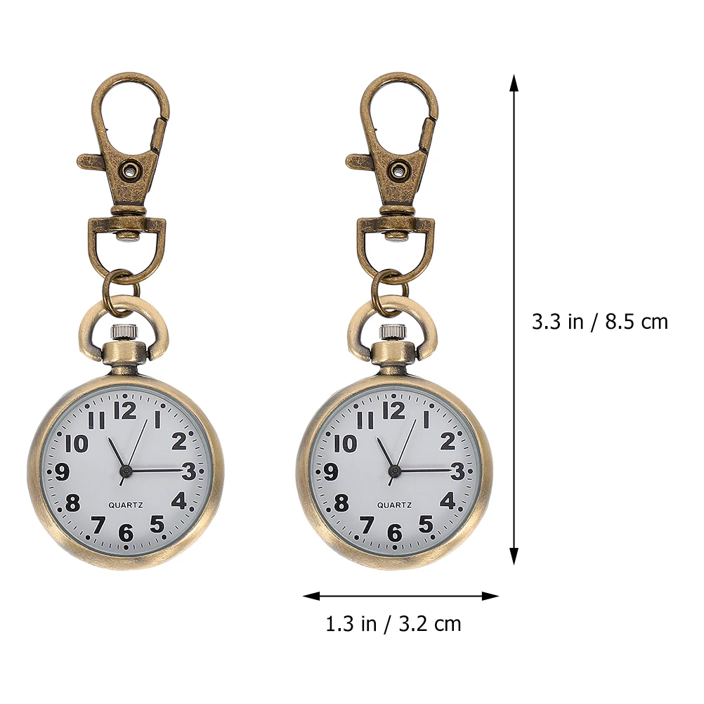 

2Pcs Nurse Fob Watch Pocket Watch Keychain Design Key Buckle Female Nurse Watch