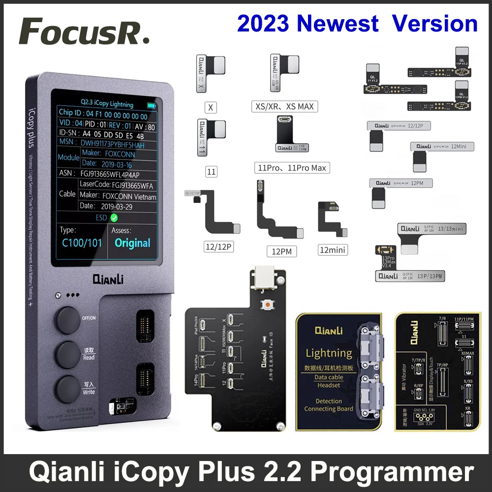 Qianli iCopy Plus 2.2 EEPROM Programmer for iPhone X To 14 Pro Max LCD Battery Face ID No Soldering Dot Matrix Repair Flex Cable