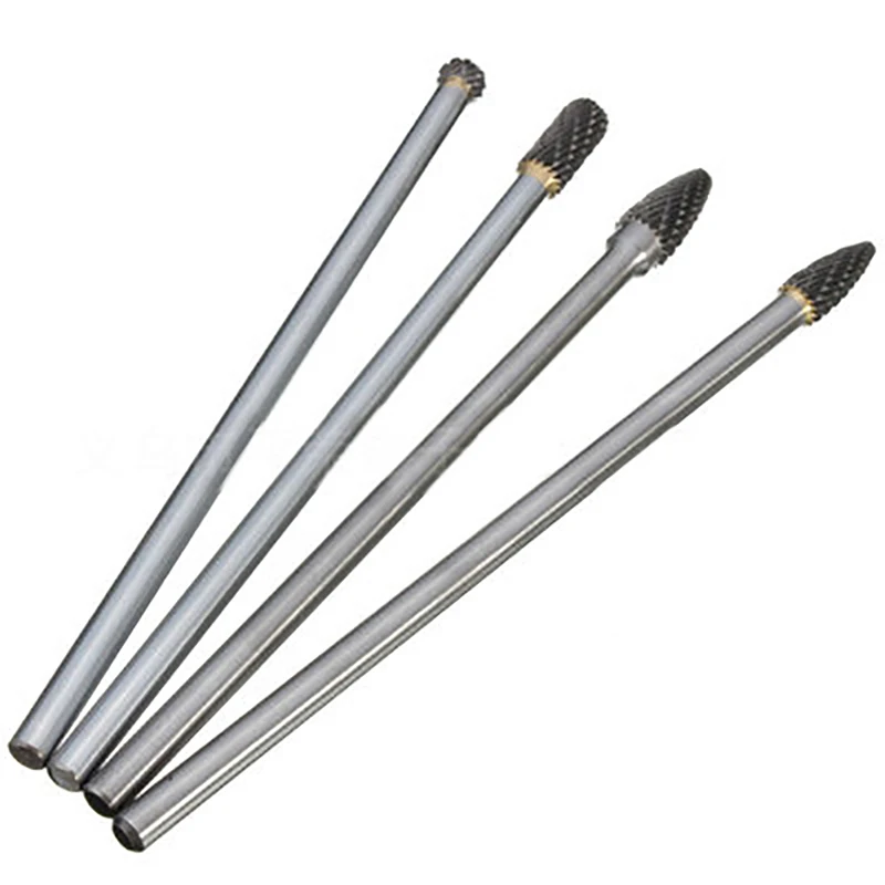 

4Pcs/Set 150-160MM Tungsten Steel Grinding Head Kit Diameter 6mm Carbide Grinder Drill Bits for Carving/Shaving/Milling Cutter