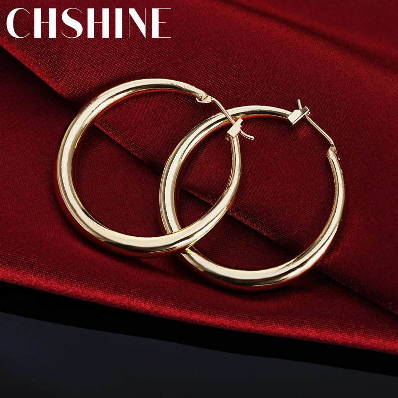 CHSHINE 925 Sterling Silver 3.5cm Round earrings high quality 18K gold Fashion Jewelry Wedding Christmas Gift