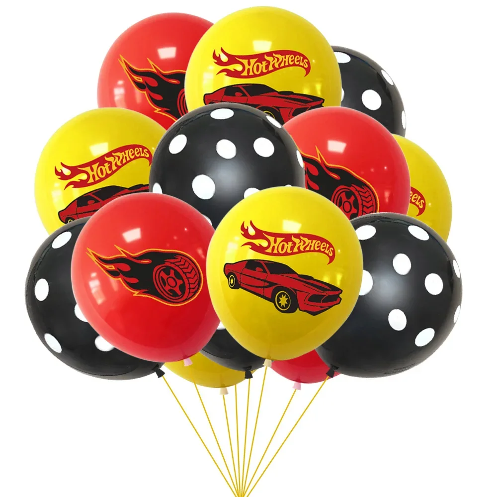 Hot Wheels Racing Theme Latex Balloon Happy Birthday Banner Ballon Cake Topper Suit Racing Party Decor Balon For Boy Kid