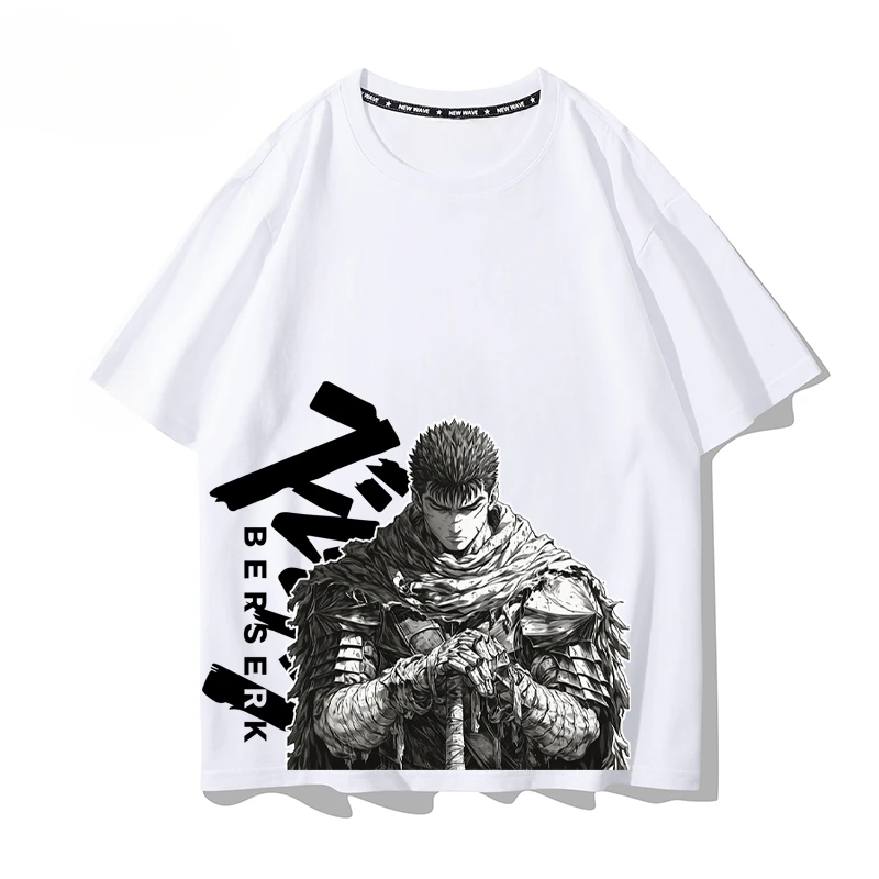 

100_ Cotton T-shirt Street Casual Men's Clothing Berserk Legend Guts Mark Japanese Warrior Anime Summer Men