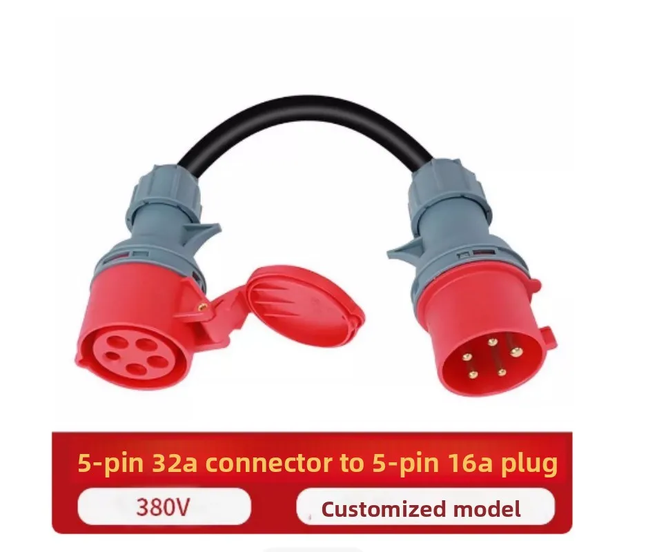 5Pin 16A Male to 32A Female CEE Adaptor, 400V Heavy-Duty EV/Workshop Power Converter
