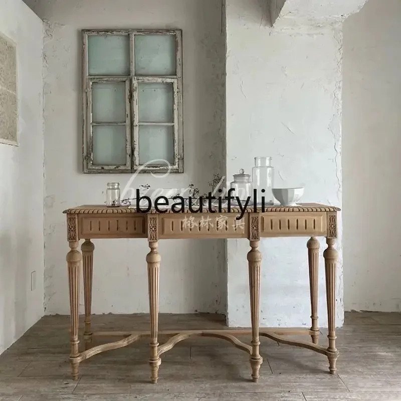 

A16 French retro solid wood entrance table/American light luxury entrance table, decorative cabinet/partition