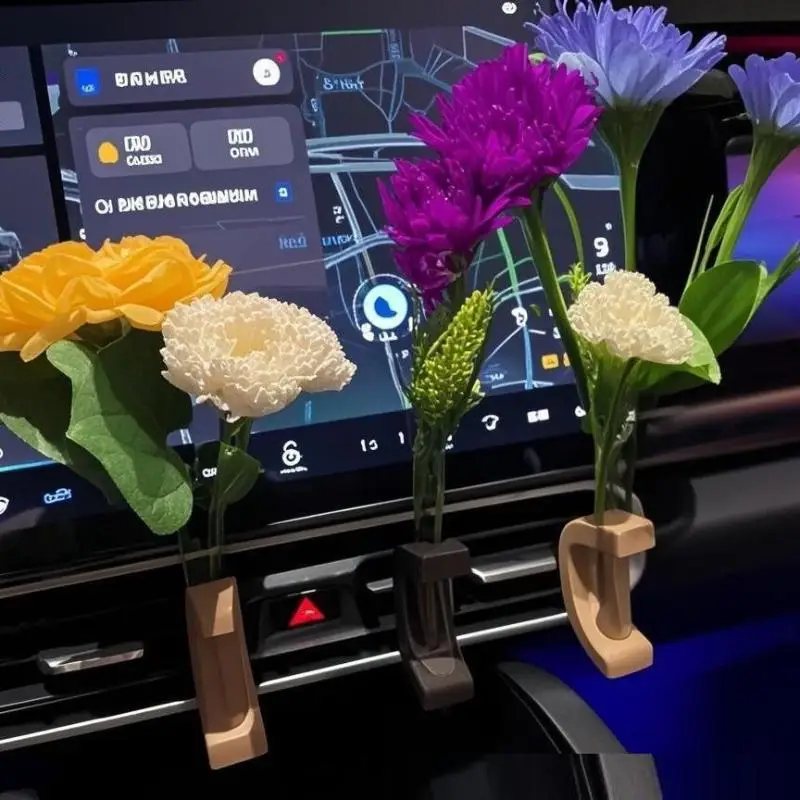 

Экологичная персонализированная деревянная ваза-клипса для автомобиля, декор для приборной панели, уникальный держатель для цветов, настольное украшение