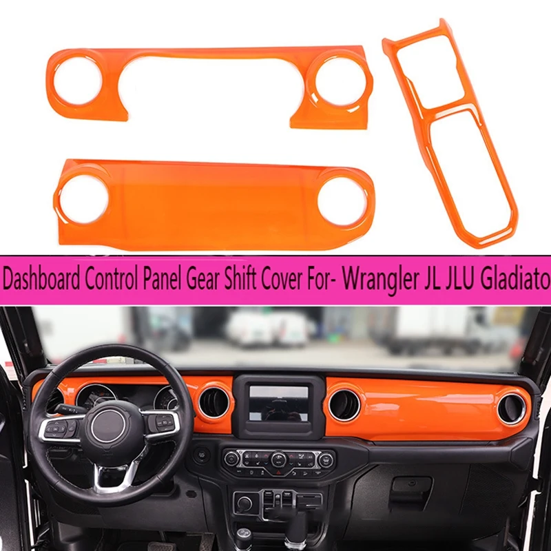 

3Pc Center Console Dashboard Control Panel Gear Shift Cover Trim For-Jeep Wrangler JL JLU Gladiator