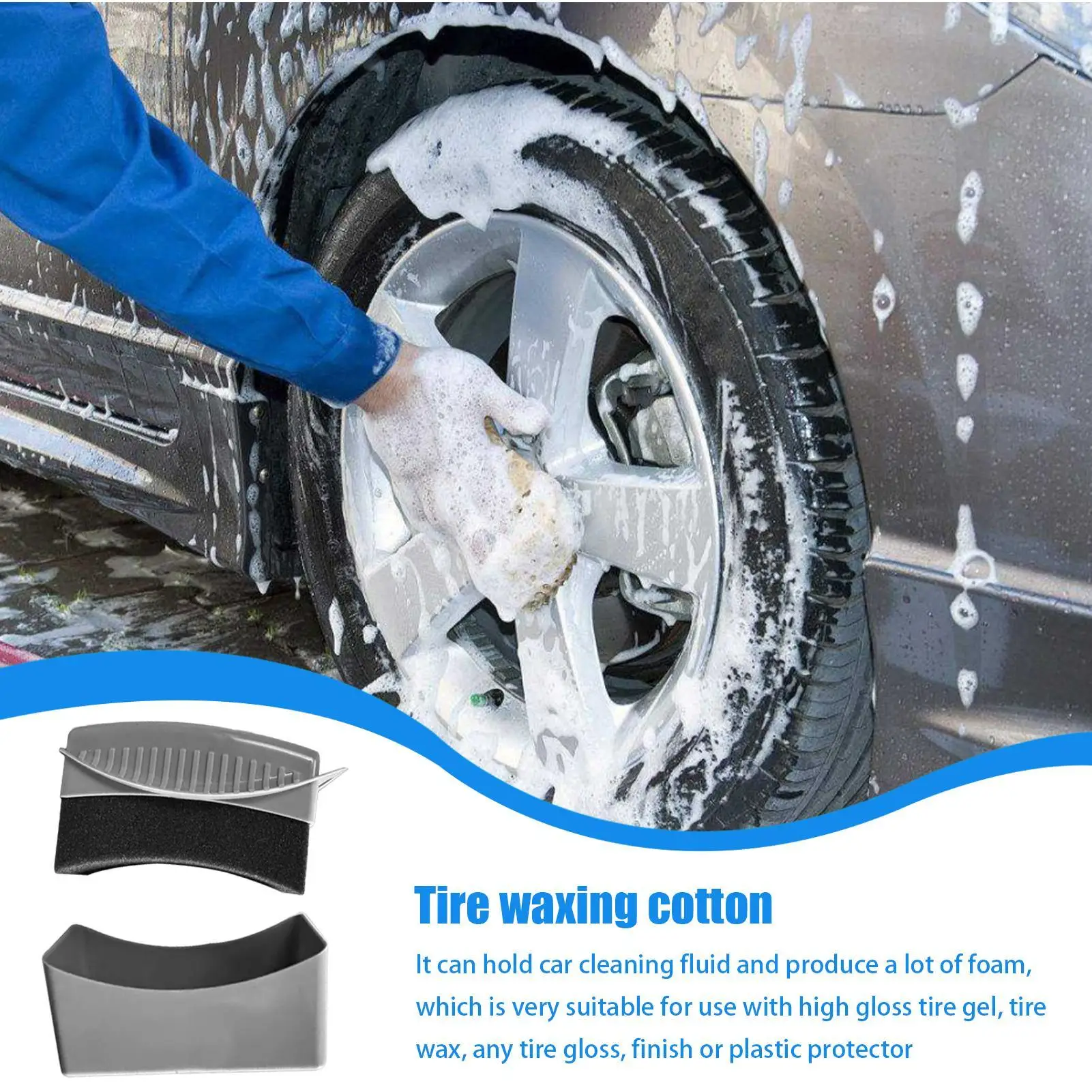 Waxing Sponge Car Wheel Polishing Brush With Cover Car Tire Washing Cleaning Tire Contour Dressing Applicator Detail Accessories