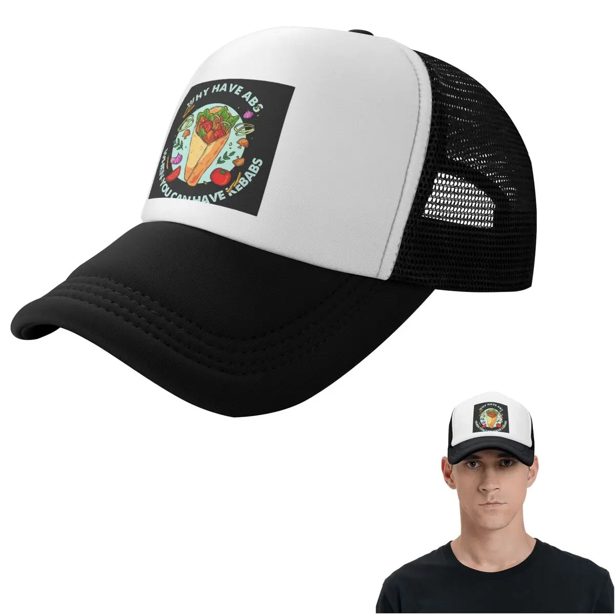 Funny Doner Kebab Cartoon (6) Cap Fashion Mesh Baseball Caps Adjustable Hat Hip Hop Summer Unisex Baseball Hats