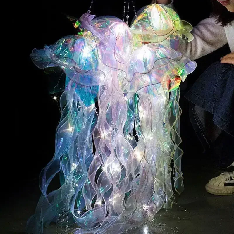 Farol colorido de medusas, animales del océano, feliz bajo el mar, decoración de fiesta de cumpleaños, accesorios para fotos