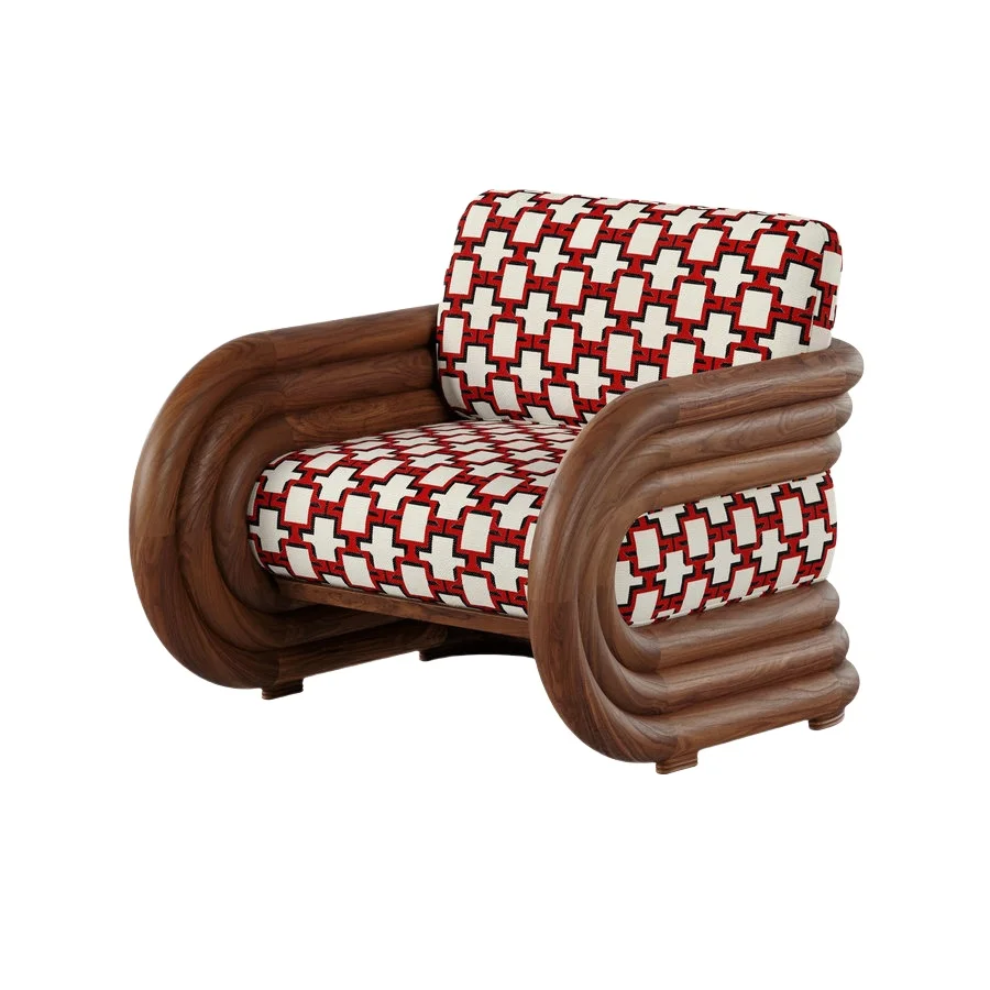 

#Modern Unique Durable Solid Wood Lounge Sofa Chair High-End Club Hotel Villa Living Room Accent Chair for Event Reception Areas