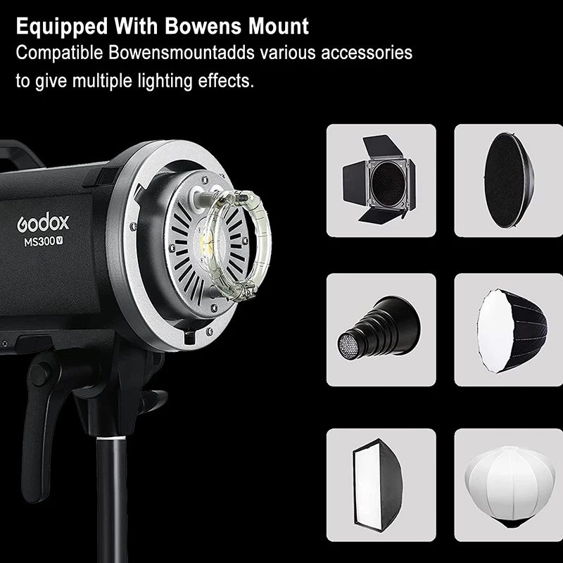 Imagem -03 - Godox Ms300v Ms300 v 300w Led Flash de Estúdio 2.4g Gn58 Cct Bowens Mount Led Lâmpada de Modelagem Luzes de Vídeo para Fotos de Estúdio do us