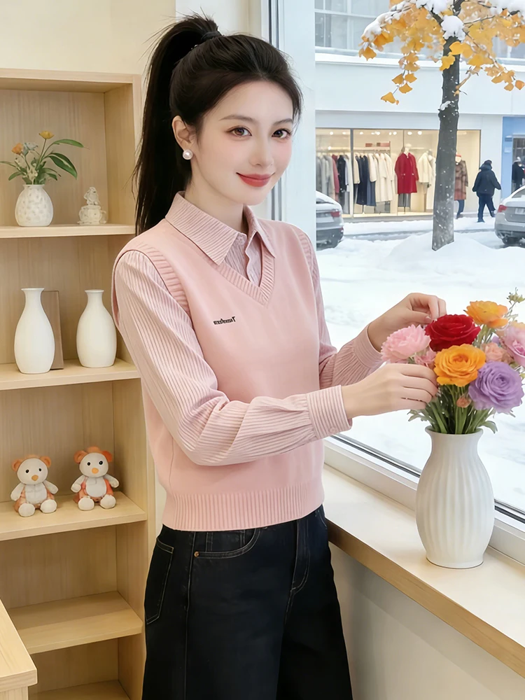 

Вязаный топ Ele: модный, красивый, в стиле «маленький аромат», свободный крой, с длинными рукавами, женский, премиум-класса, осенний, модный топ