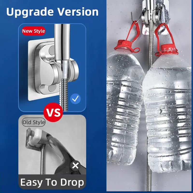 

Universal Shower Head Holder No Drill Showerhead Bracket Adjustable Wall Mounted Holder for Bathroom Accessories Stable Rotation