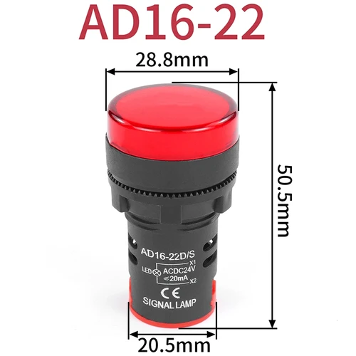 Imagen 2 del producto AD16-22 AD16-16 montaje en Panel indicador de potencia LED 12V 24V 110V 220V 380V 22mm lámpara de luz de señal piloto rojo azul blanco verde amarillo