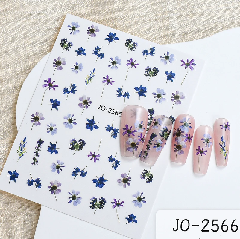 Nail Art adesivi 3d viola Florals violette fiori cursori adesivi decalcomanie per unghie decorazione Manicure