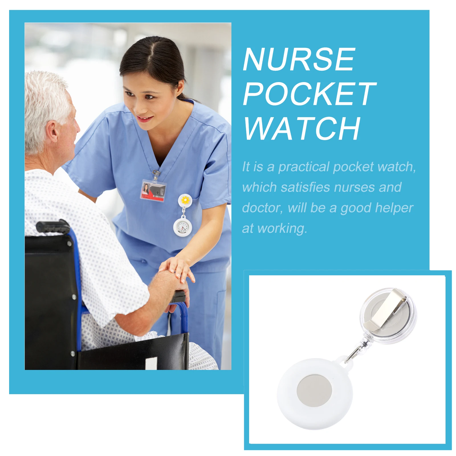 

2pcs Silicone Daisy Pocket For Nurses Lovely Hanging Watch Cute Medical Fob Timing Device Decorative Glass Material Anti Fall