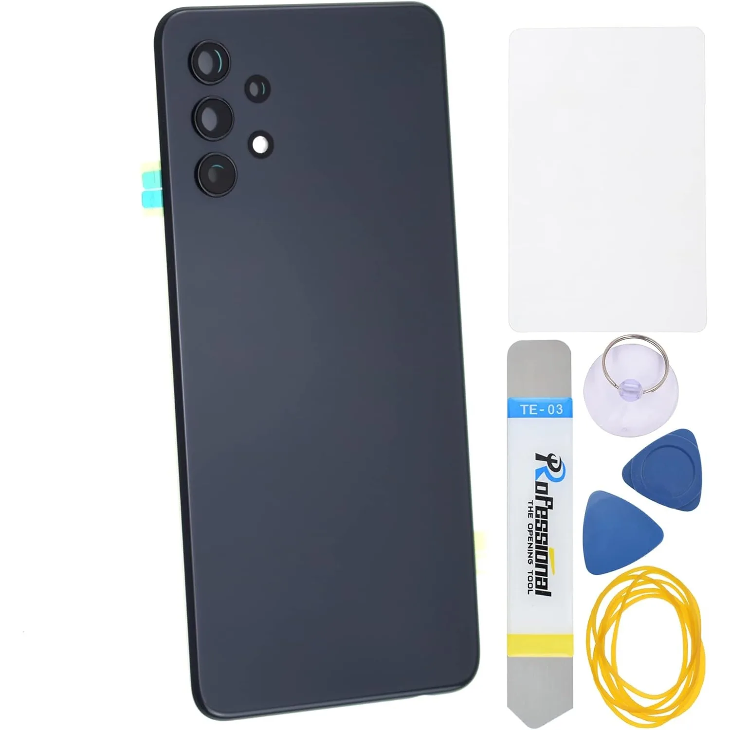 

A32 5G Awesome Black Kit — пластиковая панель OEM, рамка и объектив камеры, водонепроницаемая лента, инструменты и направляющая для оснастки.
