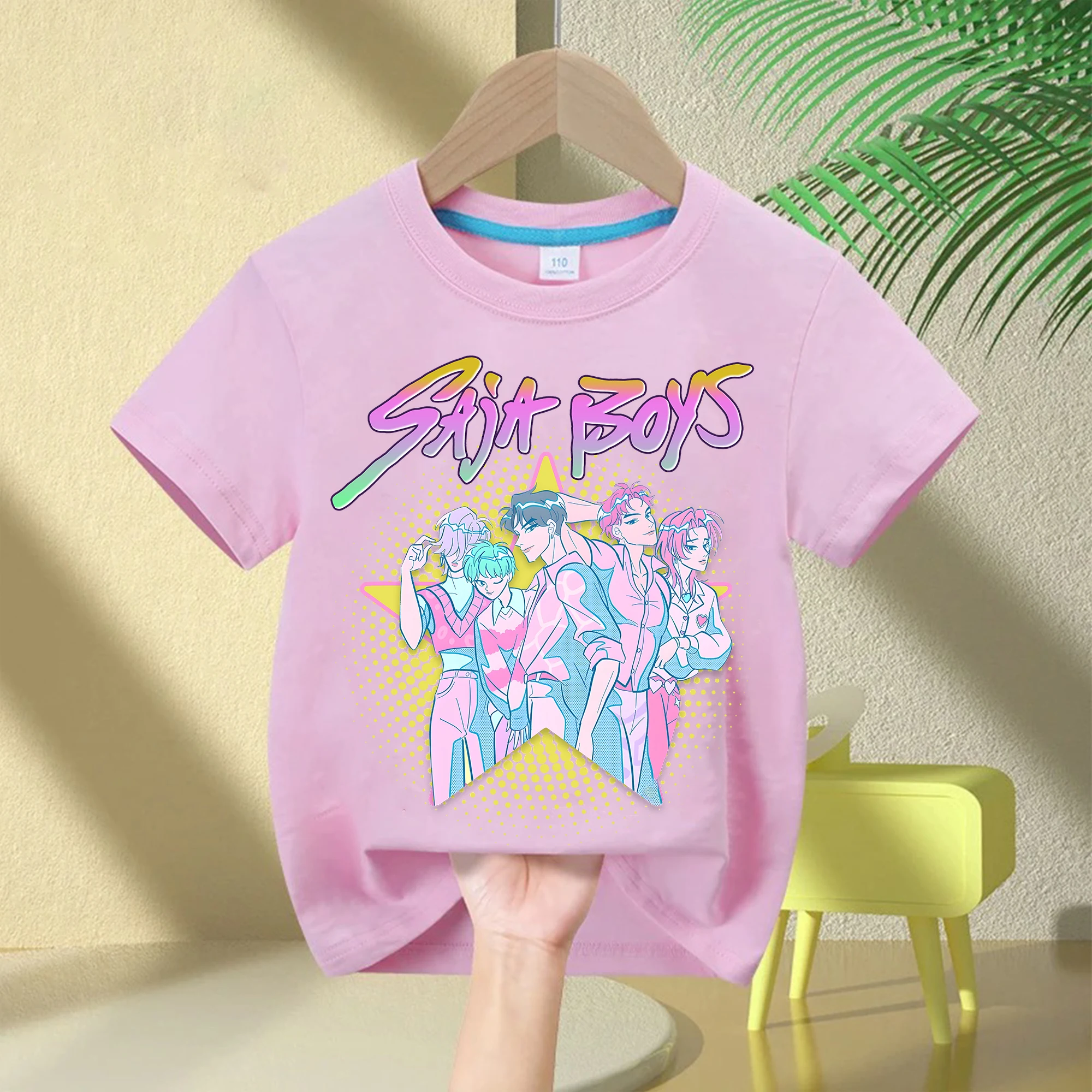 

Новинка 2025 года, корейская волна, охотник на демонов, модная повседневная хлопковая футболка с круглым вырезом и принтом для девочек с героями мультфильмов