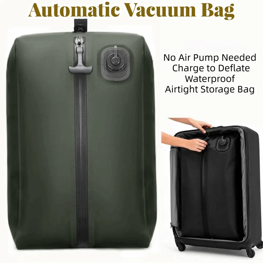 Folding Automatic Vacuum Bag Waterproof Space Saver Reusable Storage Bag Dustproof 16L/25L Luggage Vacuum Storage Bag