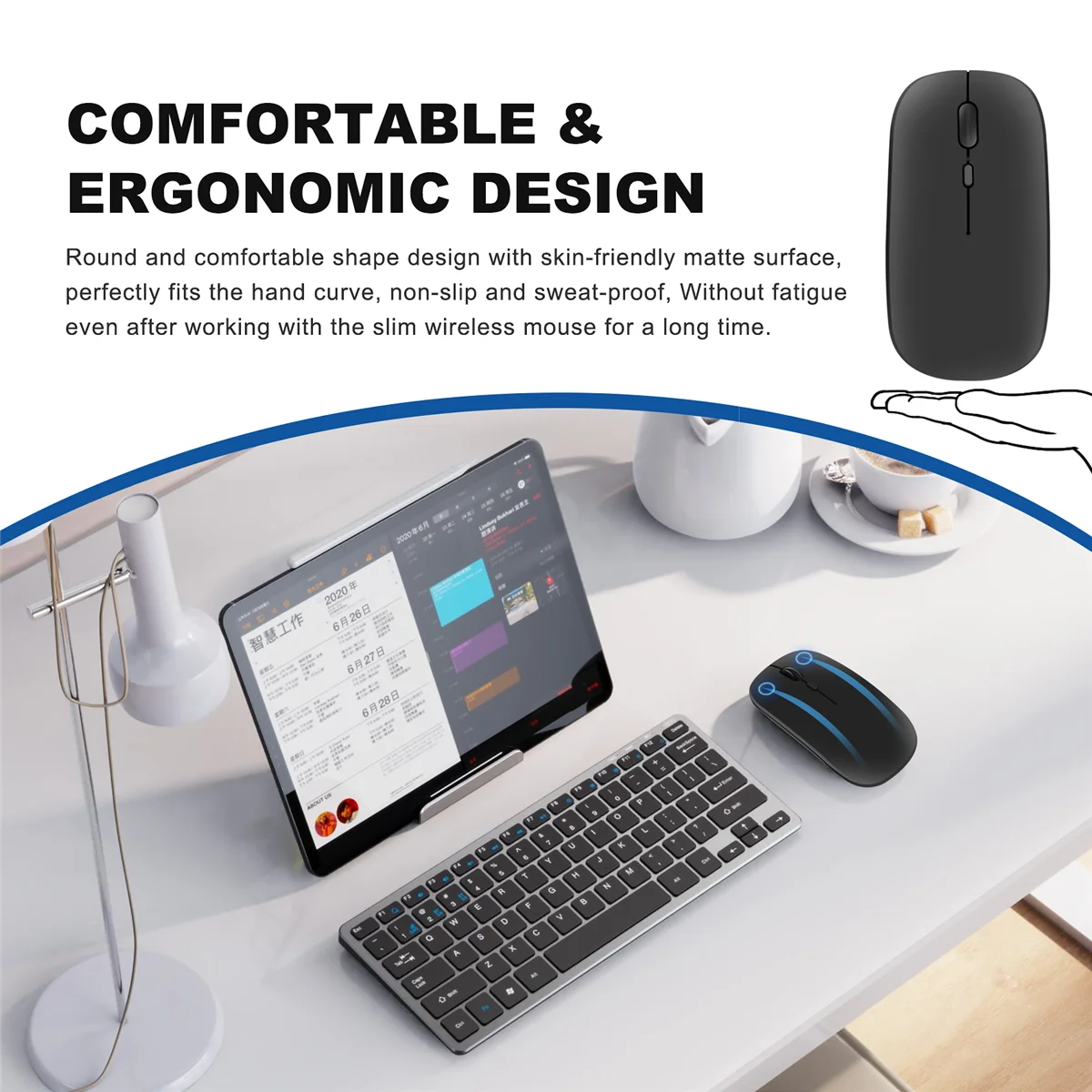SMIEA ماوس لاسلكي قابل لإعادة الشحن، ماوس بصري فائق الصمت 2.4 جيجا مع جهاز استقبال USB ونوع C، للكمبيوتر المحمول، ماك بوك (أسود)