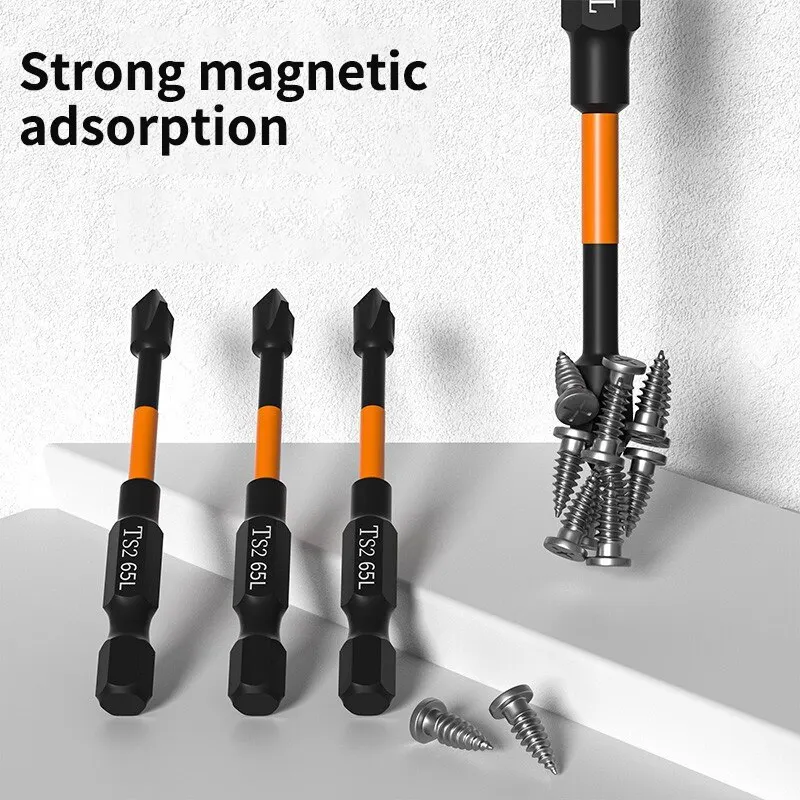 6PCS S2 impact magnetic anti slip cross screwdriver head hand electric drill hexagonal electric screwdriver bit tool set
