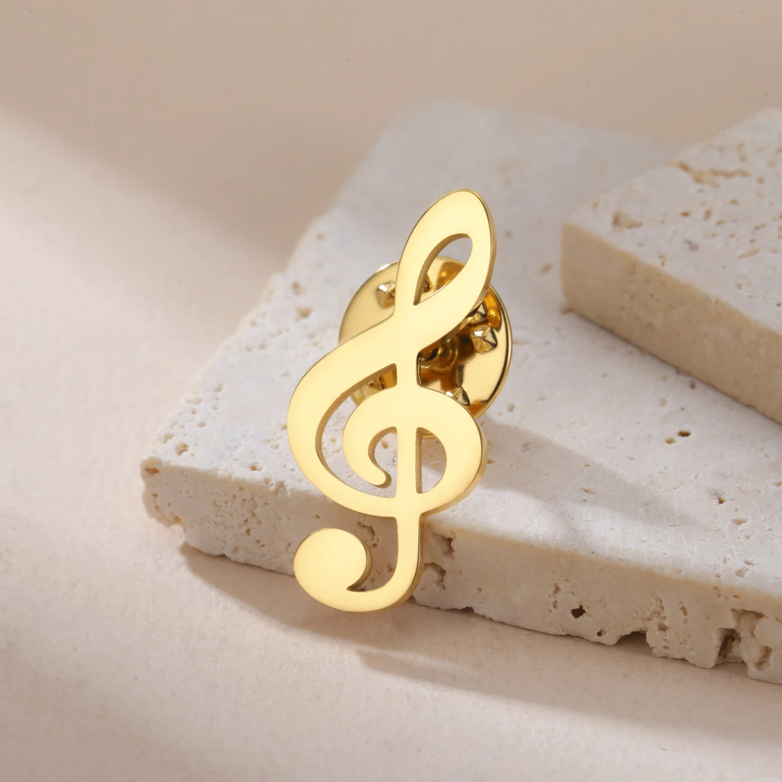 Skyrim Musik Note Damen Brosche Edelstahl Gold Farbe Anzug Abzeichen Anstecknadel Modeaccessoires Großhandel
