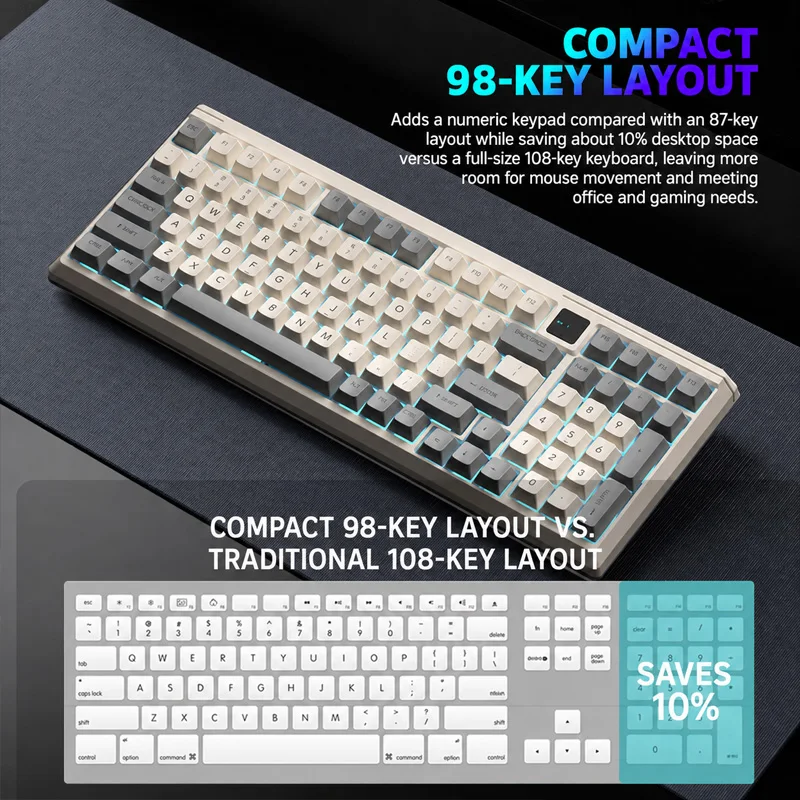 Langtu T98 Wired RGB Custom Mechanical Keyboard, Silent Gaming Office Keyboard for PC Laptop, Red Blue Xiangyun Silent Switch,