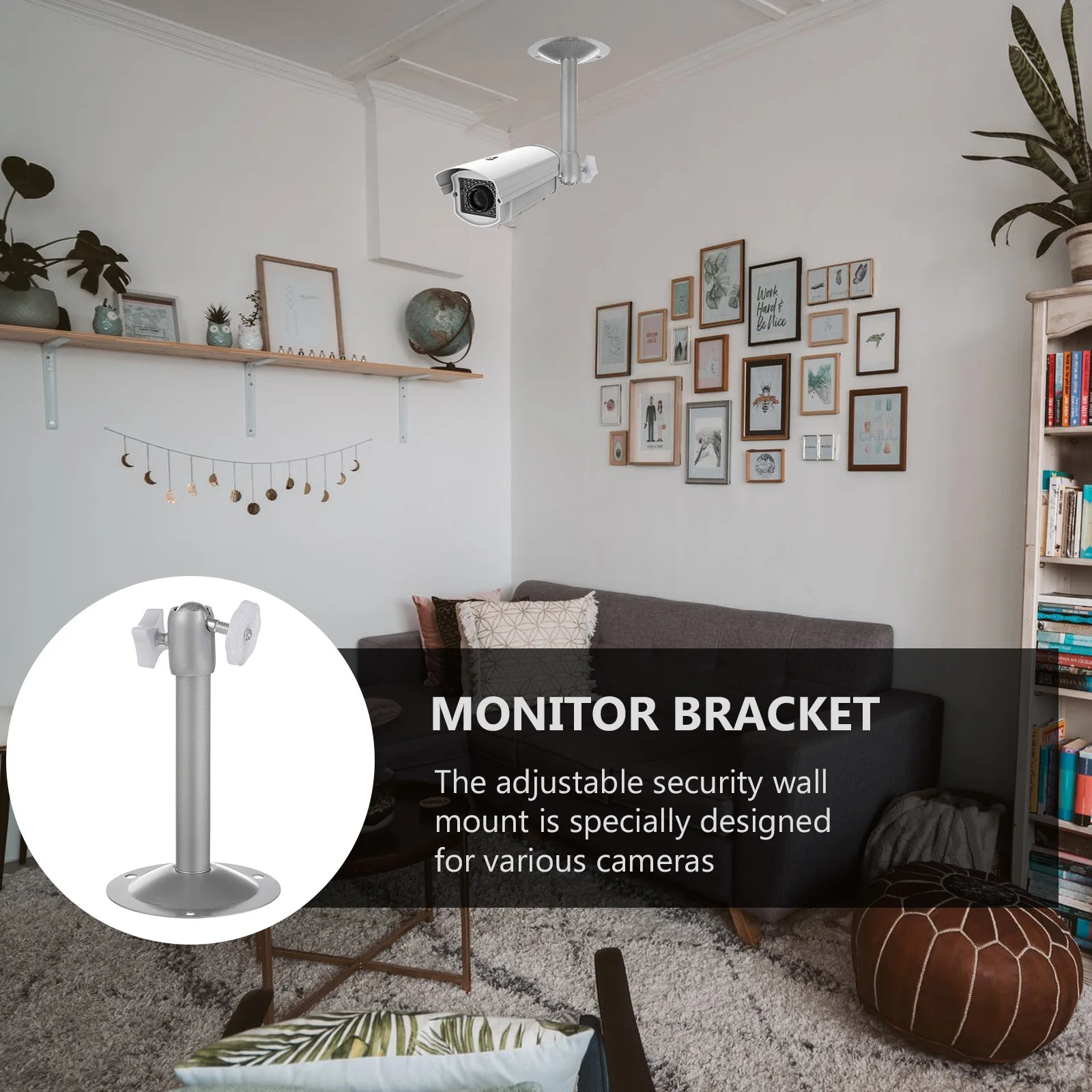 

2Pcs Security Camera Wall Mount Brackets 360 Degree Rotatable Adjustable 90 Degree Tilt Aluminum Alloy Camera Holder Sturdy