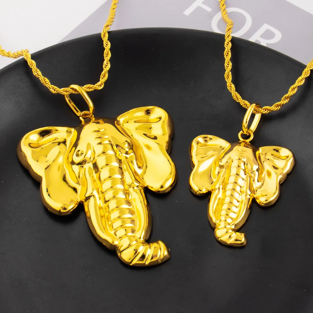 

NigeriaTextured Elephant Shape Women Men Pendant Necklaces Africa Grunge Collares Jewelry Punk Pendant for Mother's Day Gift