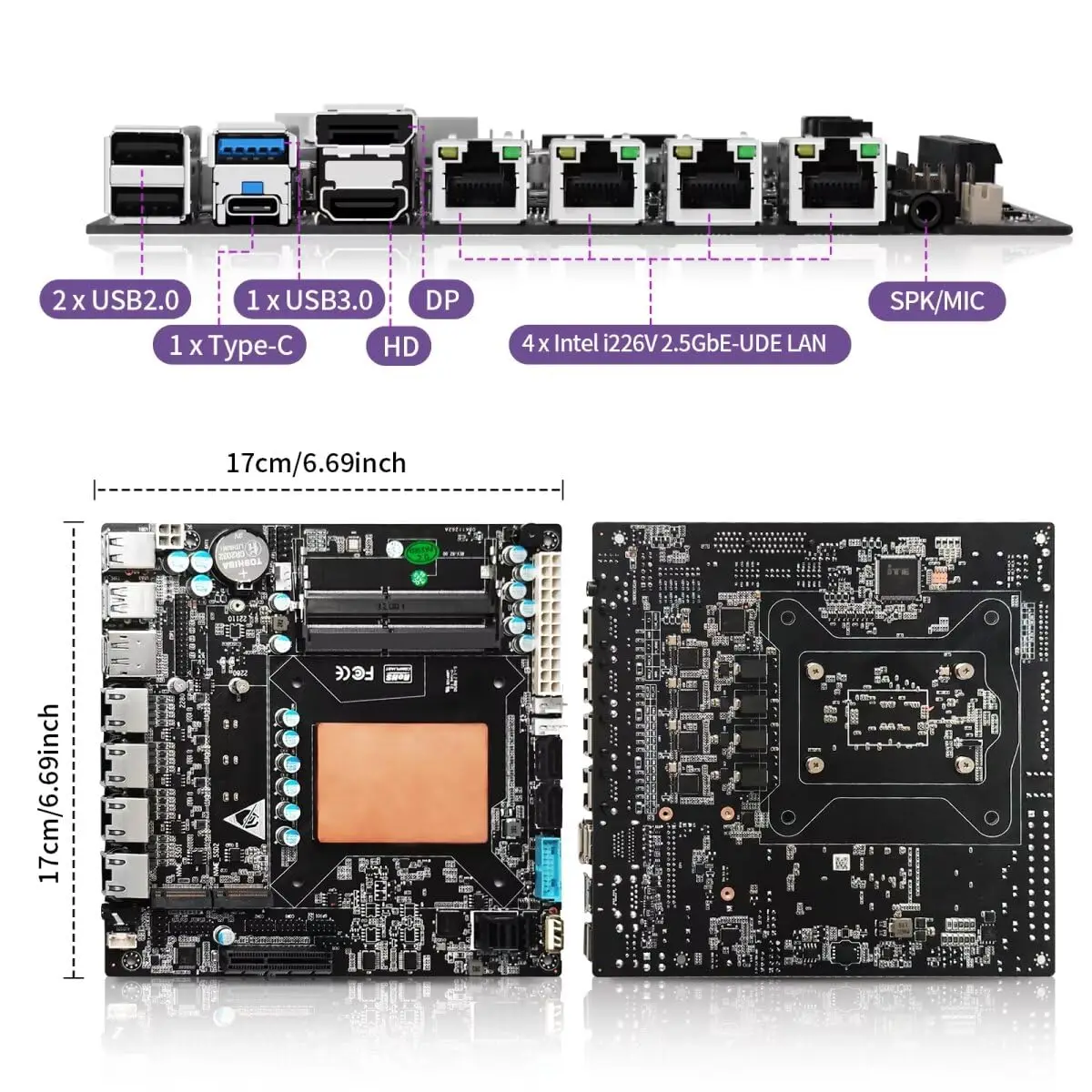 Материнская плата MNBOXCONET NAS Core i3 1115G4, UHD Graphics, Mini-ITX NAS Board, Barebone NO RAM NO SSD 4x i226V 2.5GbE LAN, 6xSATA3.0