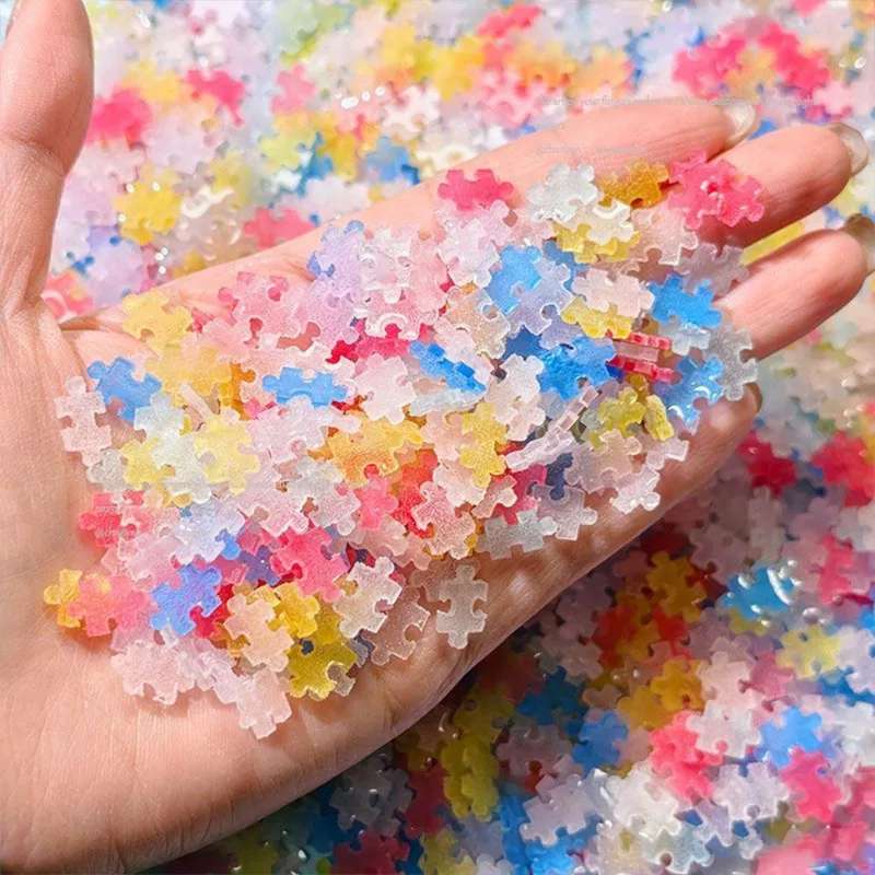 Mini Puzzle Resin DIY Charms 50/100Pcs,Multi-use Decor for Nails, Slime, Scrapbook, Hairpin & Cream Glue Brooch Making