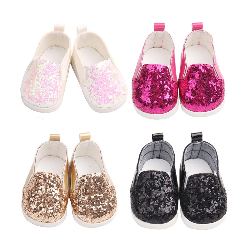 18 Inch Doll Girl Fisherman Shoes with Fine Sequins, Fashionable and Simple Fisherman Shoes with Star Elements, Shoe Doll Access