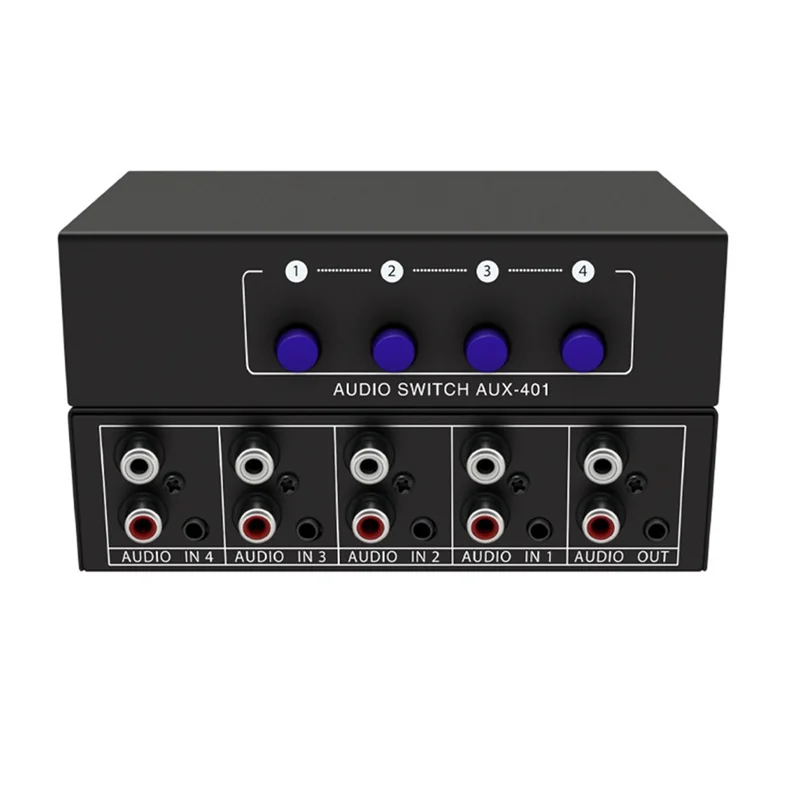Excellent-RCA AUX Audio Switcher 4 In 1 Out Stereo Audio Selector 4X1 3.5Mm Aux L/R RCA Audio Switch Box Analog Audio Selector