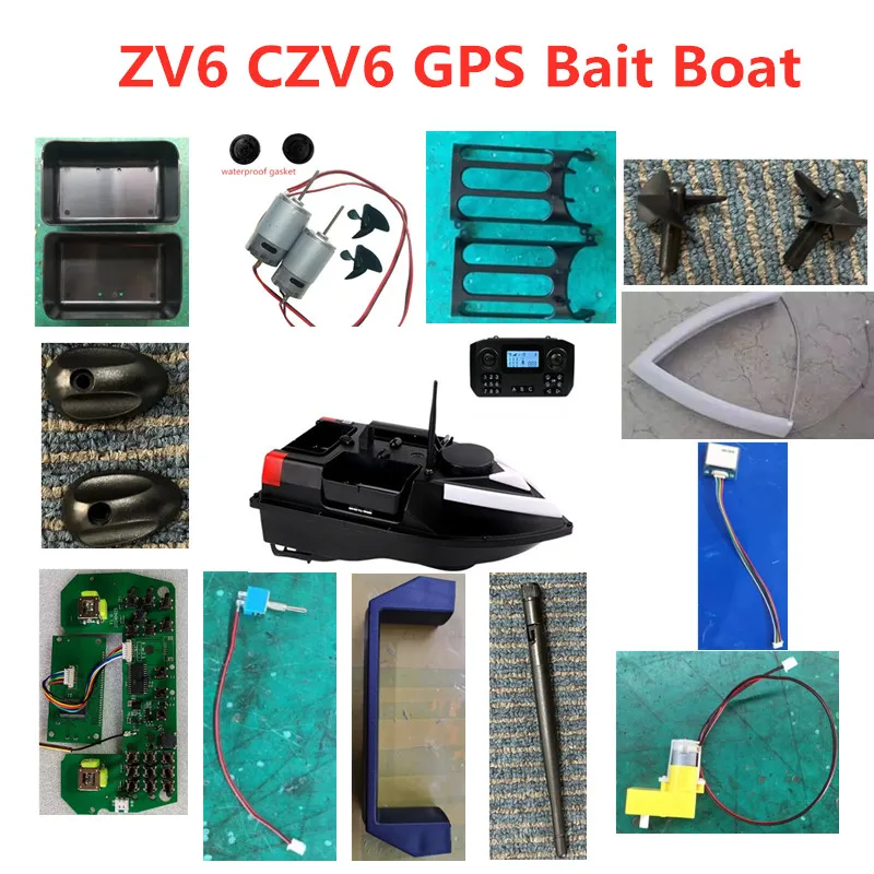 ZV6 ZV06 GPS Return Remote Control RC Fishing Bait Boat Spare Parts Accessories 7.4V 20000Mah Battery/USB/Motor/Receiver/Cover