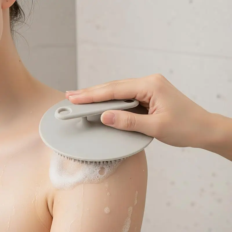 New 1Pcs Bath Spa Gift Exfoliating Gloves Gentle Shower Brush For Back Scrubbing Dead Skin Removal Men Women Sensitive Skin