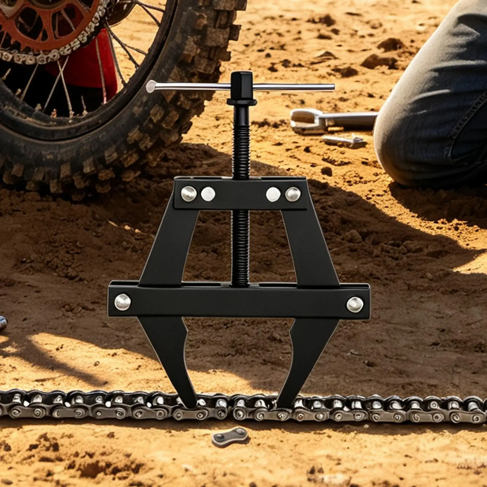 Chain Puller Motorcycle Link Installation Breaker Tensioner Bicycle Chain Puller For Bicycle Harvester Mechanics Home Garage