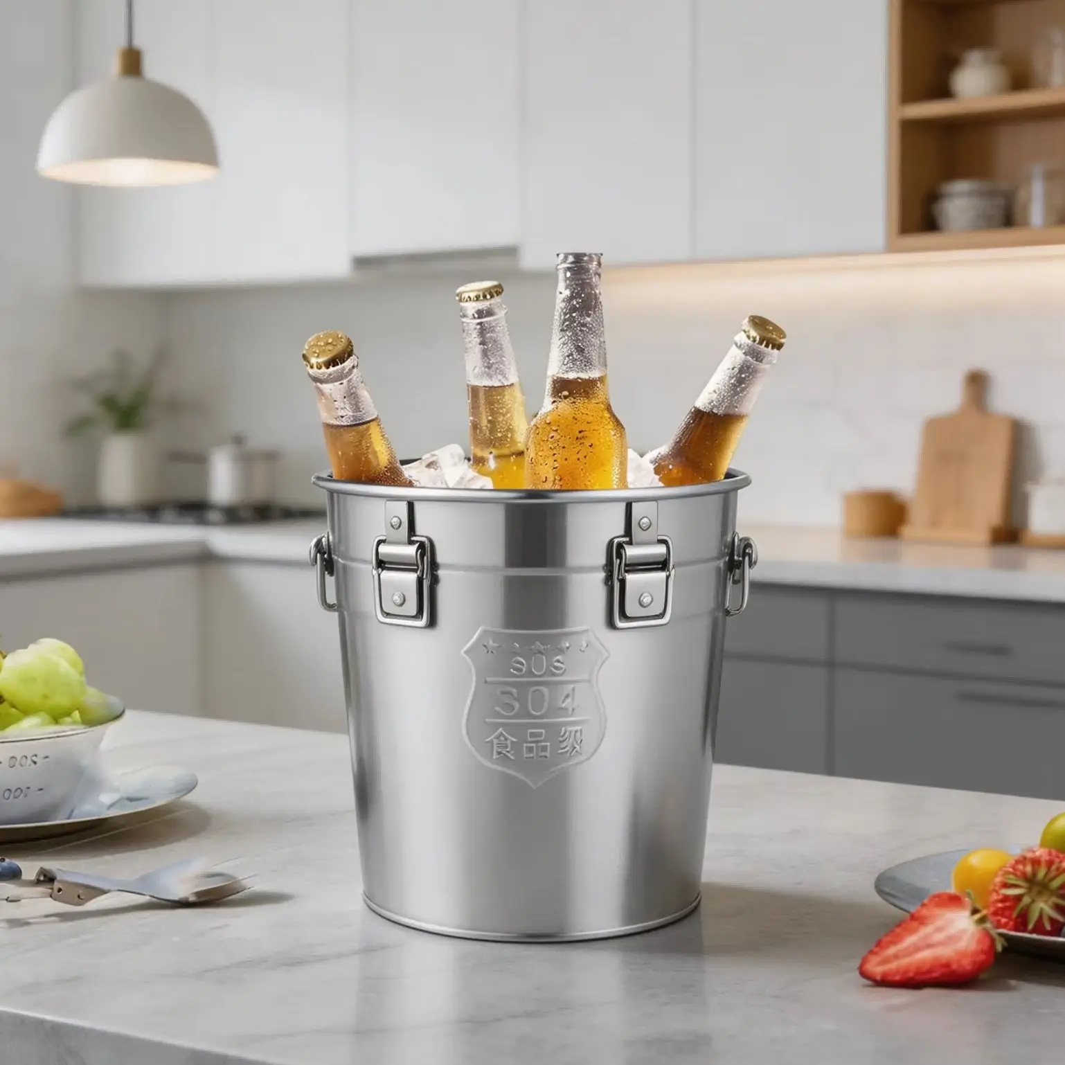 Edelstahl-Aufbewahrungseimer 12L, 304 Metallbehälter, Zylindrischer Reis-, Mehl- und Getreidebehälter, für Küche, Restaurant, Hotel, Trocken- und Nassnahrungsaufbewahrung, Silber, Moderner, schlichter