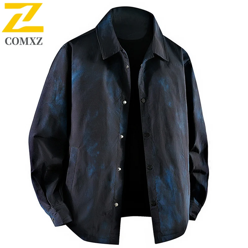COMXZ Premium Leather Jacket Mens Luxury Elegant Turndown Collar Travel Coat Fashion  Loose Scratch Resistant Autumn Outerwear​