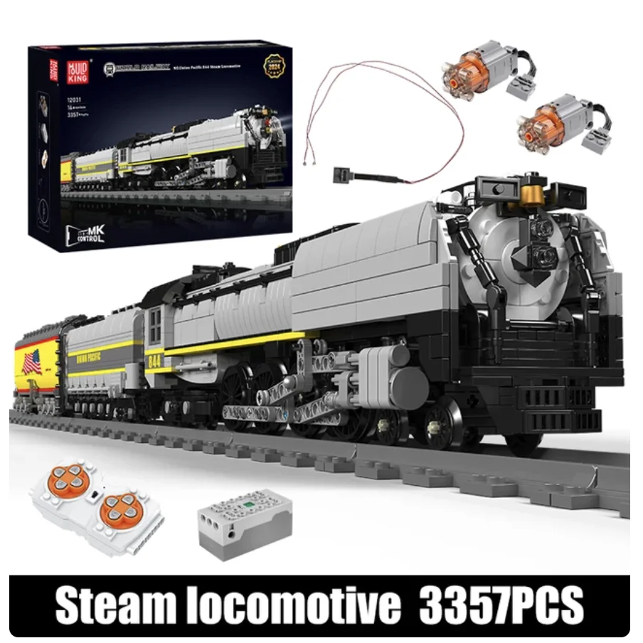 

MOULD KING 12031 World Railway Series The UP844 Steam Locomotive Set Remote Control Train Building Blocks Toys Christmas Gift