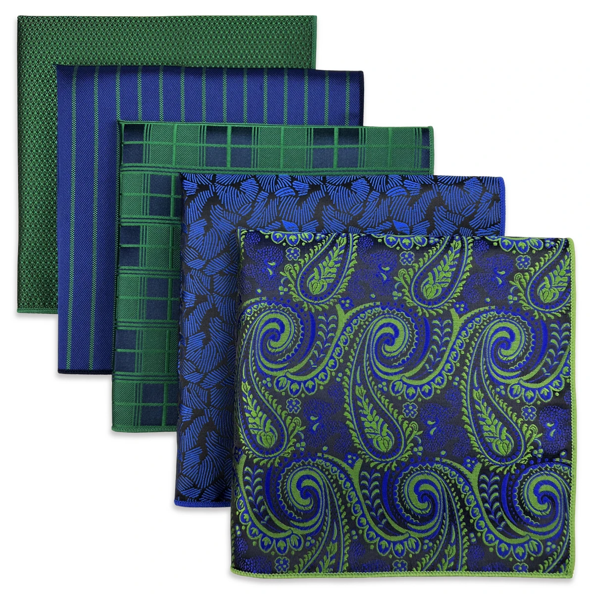 5 Pieces Colorful Assorted Mens Pocket Square Silk Classic Handkerchief Set Gift