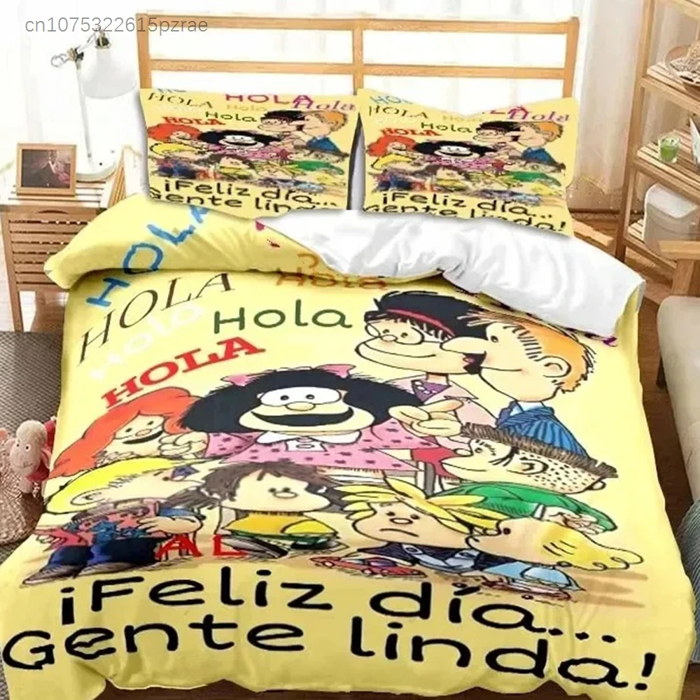 3D Print Mafalda Cartoon Bedding Set Double Twin King Duvet Cover Comforter Pillowcase Boys Girls Adults Bedroom