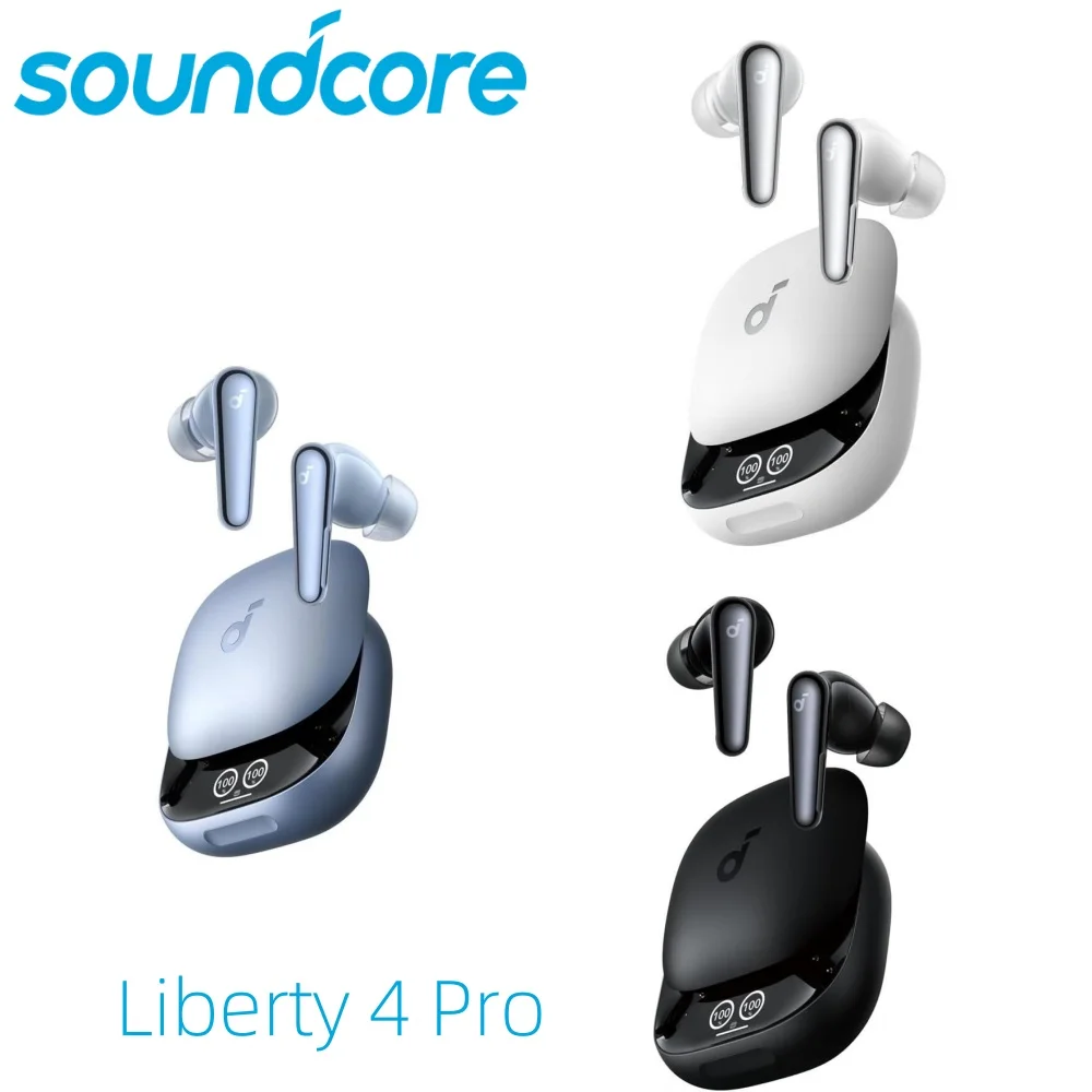 Soundcore Liberty 4 Pro by Anker, Noise Cancelling Wireless Earbuds, 7-Sensor and Real-Time Adaptive Noise Cancelling, A3954