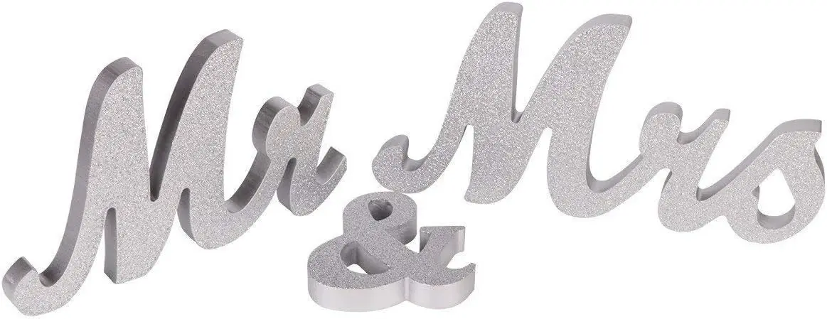 Rustic Silver Mr. & Mrs. Letters Wedding Signs for Wedding Table Deroation for Photo Props/Party Table/Anniversary/Valentine'