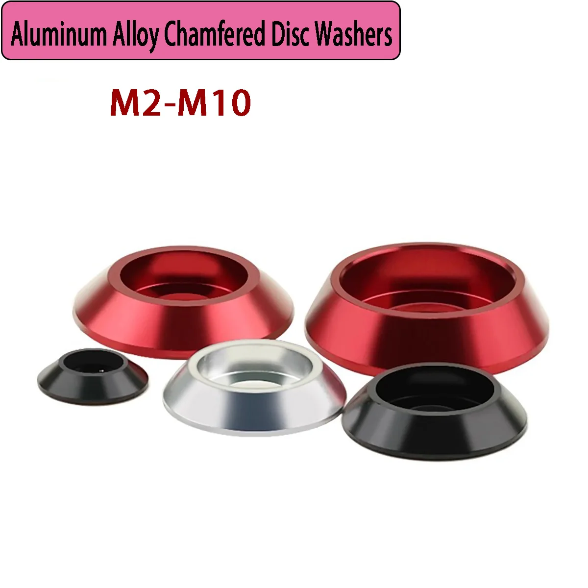 

Aluminum Alloy Chamfered Disc Washers - Round Cup-Shaped Gaskets for Screws Red/Black/Natural Color M2-M10V