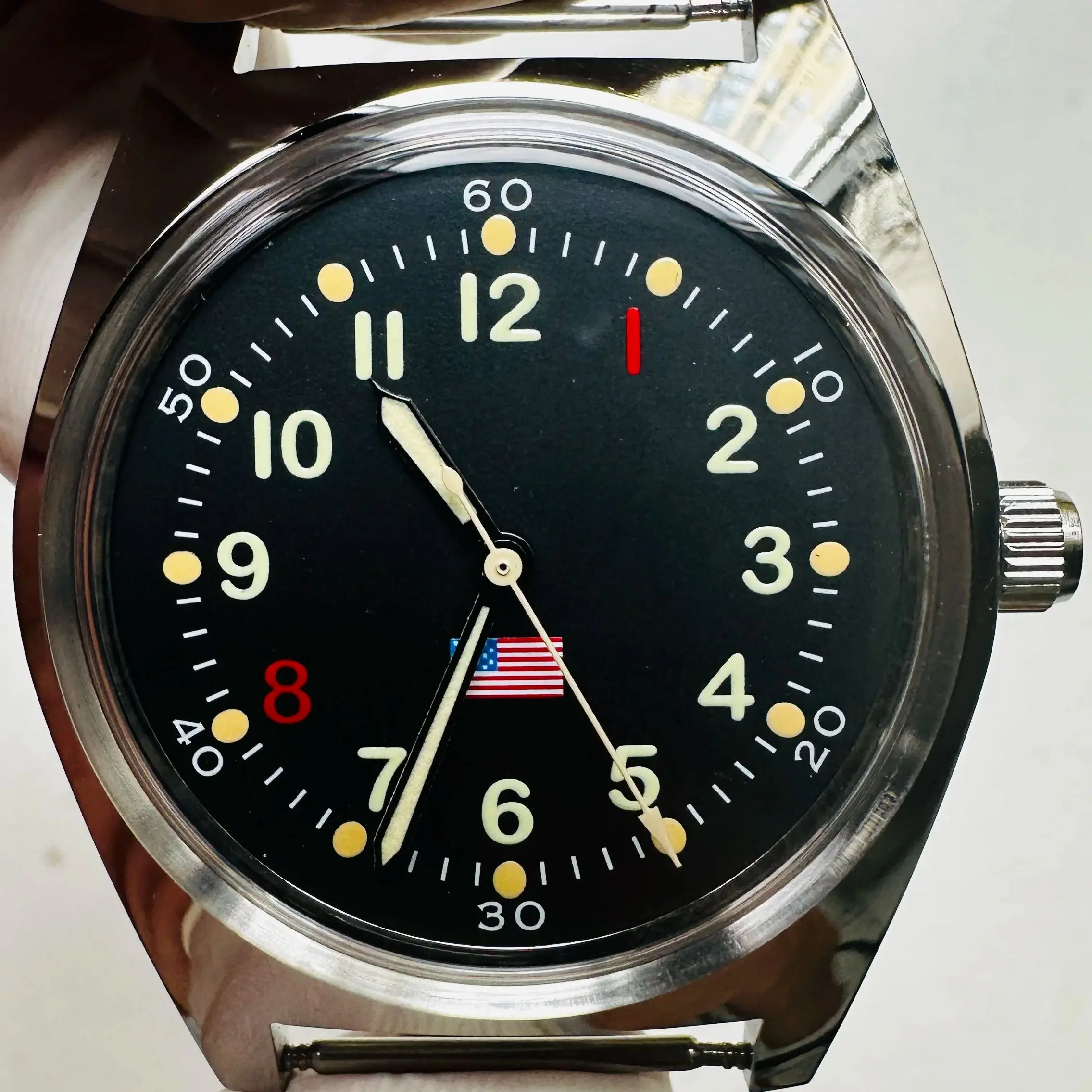 ساعة PHANTOM الرجالية الميكانيكية الرجعية من الفولاذ المقاوم للصدأ مقاومة للماء ساعة ميكانيكية يدوية عسكرية كلاسيكية 36 ملم دروبشيب #1