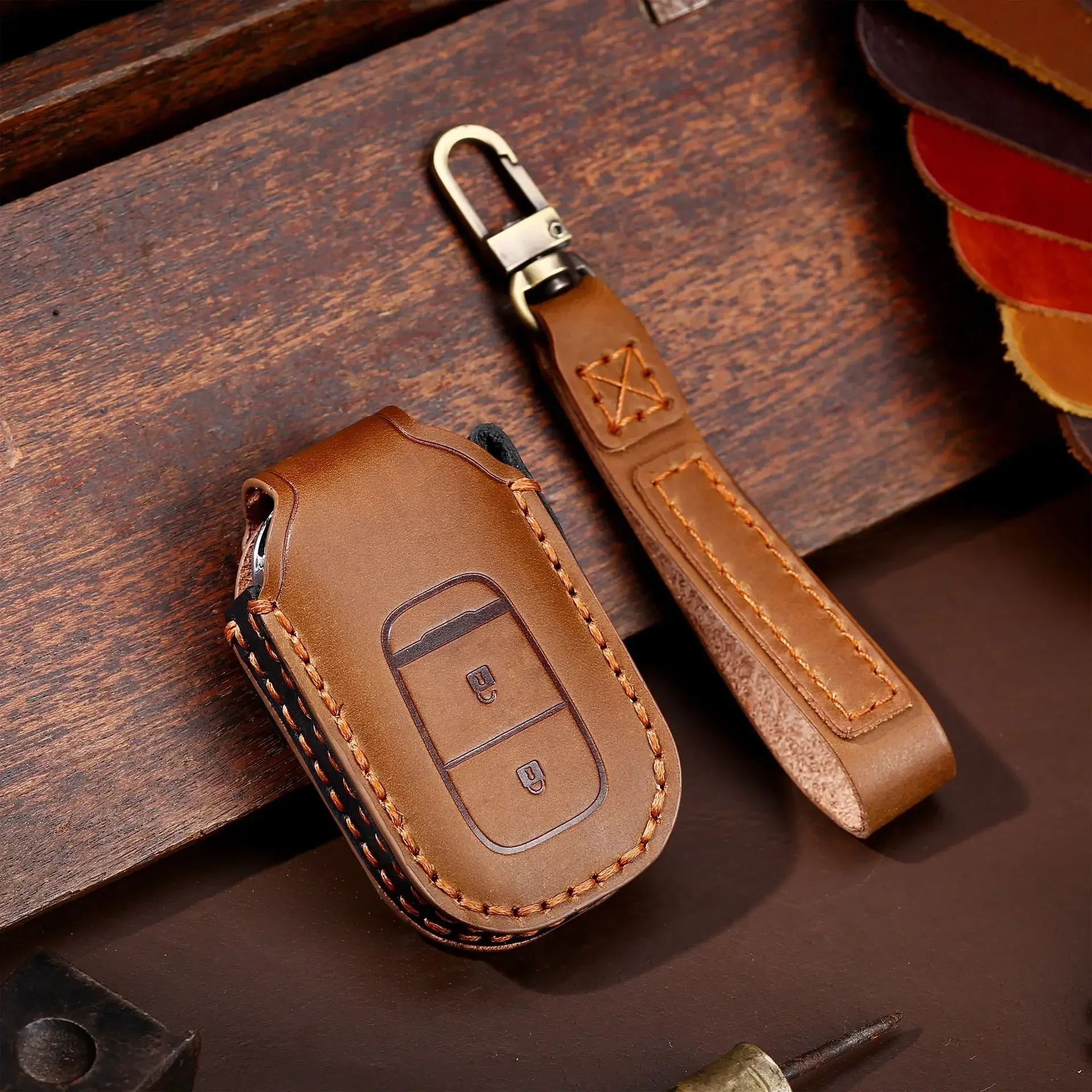 

Leather Car Key Case Cover Shell For 2021 2022 2023 Honda Civic 11th Gen Accord Vezel Freed Pilot Zrv Ens1 HRV CRV Accessories