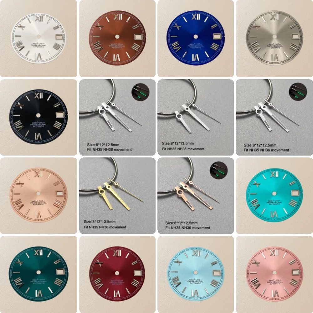 New 28.5mm S Logo Rome Sunburst Dial Fit NH35/NH36/4R/7S Movement High Quality Sunray Dial Watch Modification Accessories